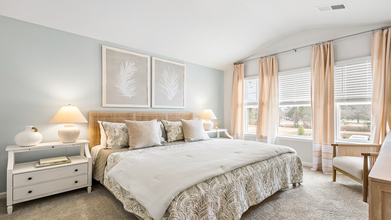 Spacious primary suite in the Denmark floor plan featuring natural light, modern finishes, and a relaxing retreat atmosphere.