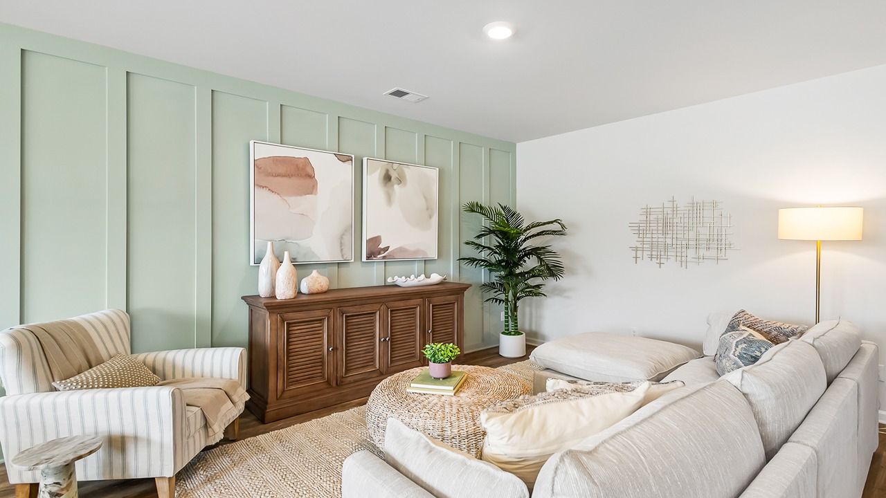 Bright living space in the Denmark home designed for entertaining, relaxing, and everyday comfort.