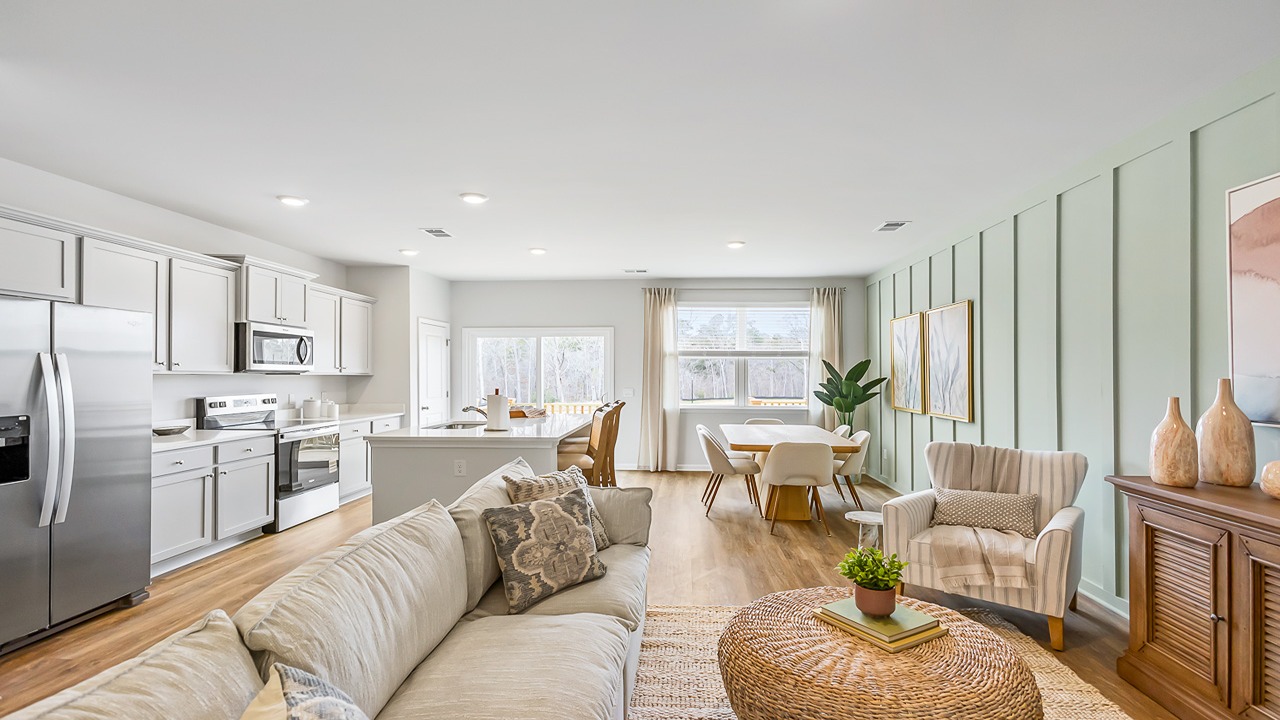 Spacious living area in the Denmark floor plan designed with open sightlines, contemporary style, and comfortable living space.