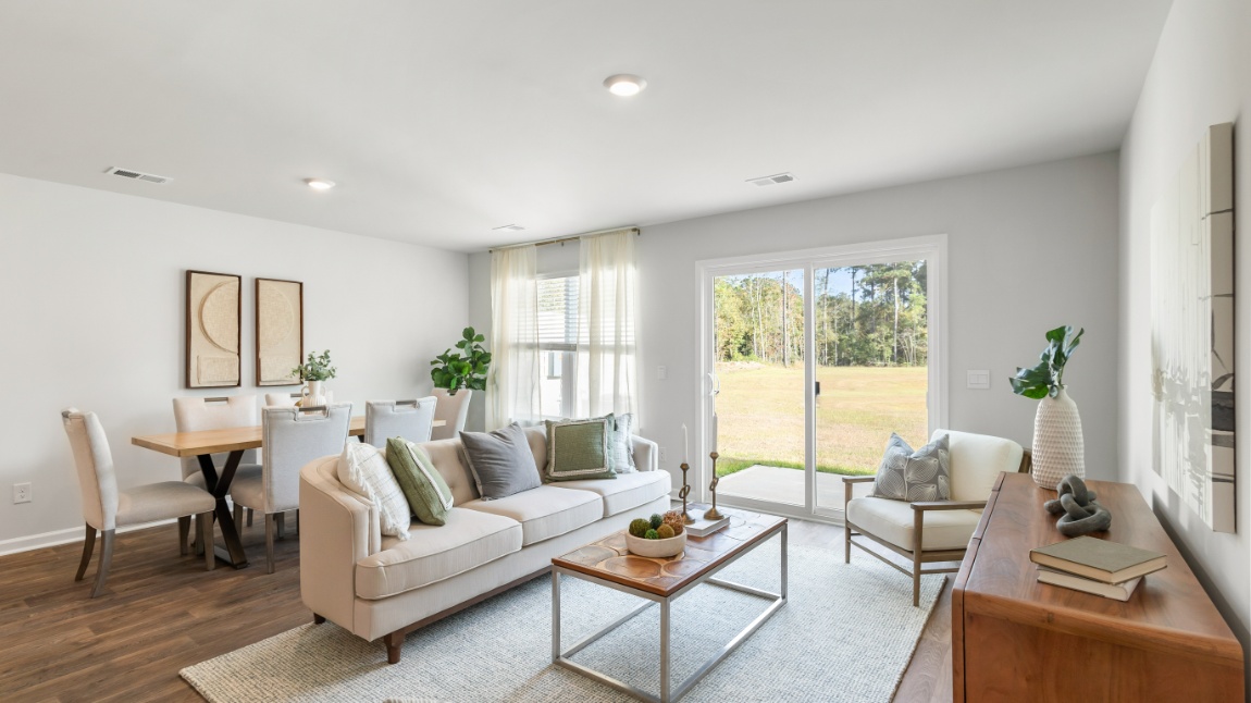 Bright great room in the Davis home by D.R. Horton designed for entertaining and comfortable everyday living.