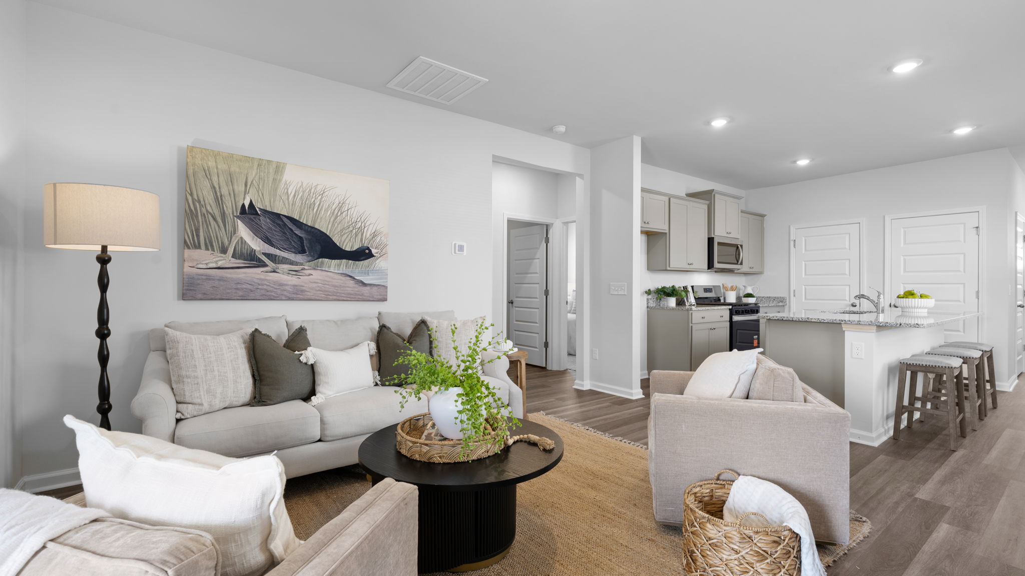 Spacious living room in the Downing by D.R. Horton at The Groves at Bees Creek