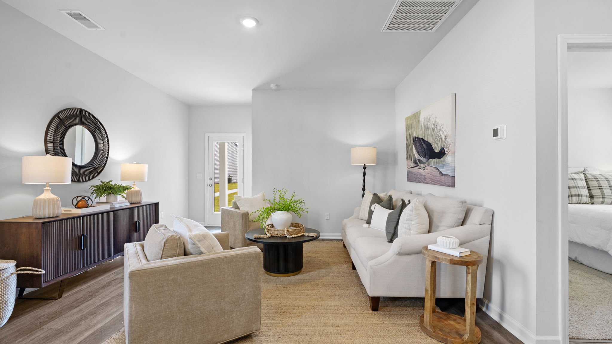 Living room interior of the D.R. Horton Downing floor plan