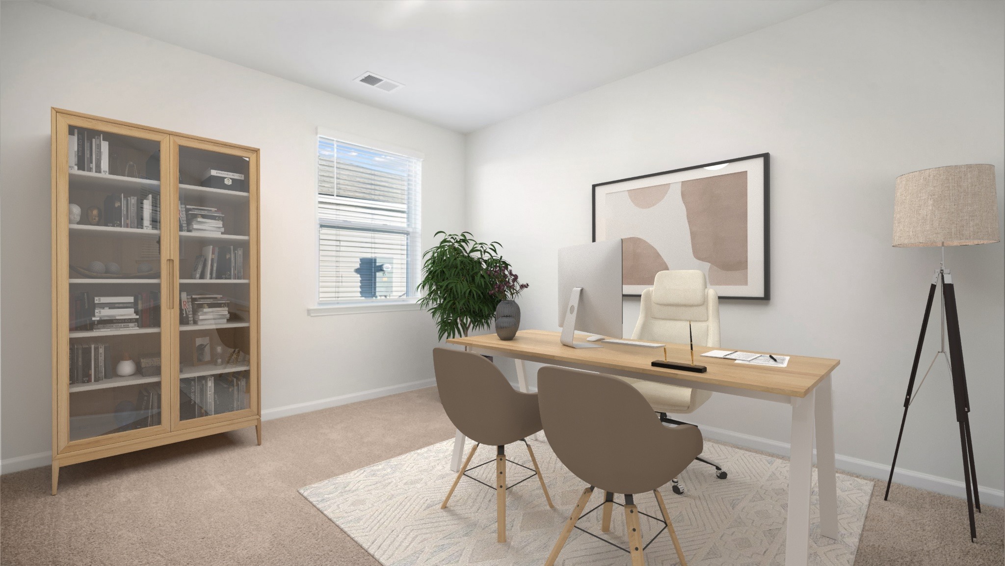 Guest bedroom decorated as an office