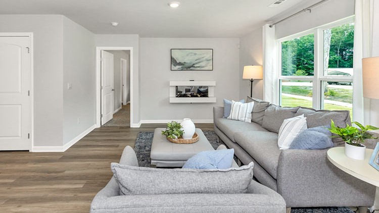 Living room decorated with a couch and table
