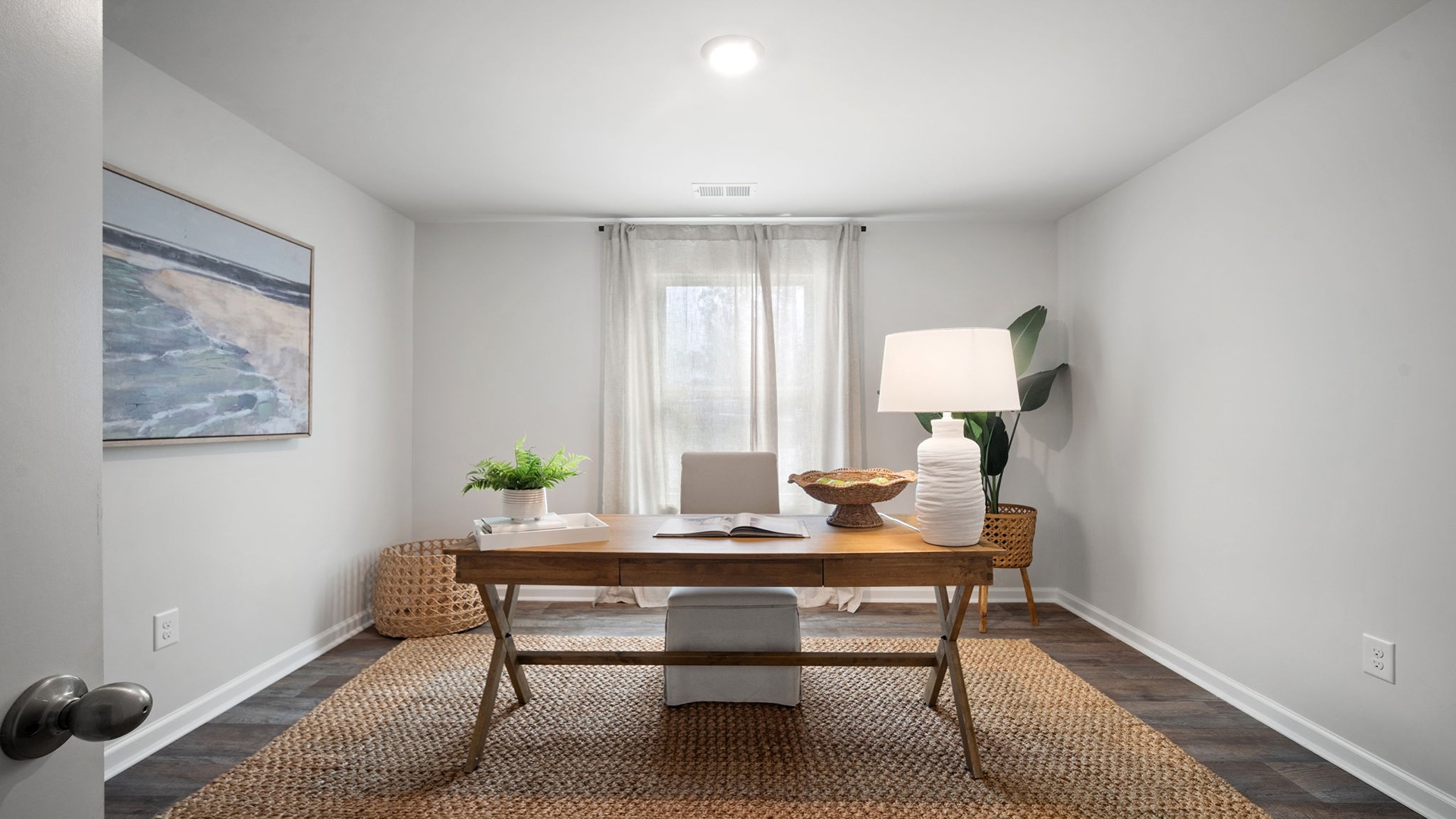 Bedrrom decorated as an office