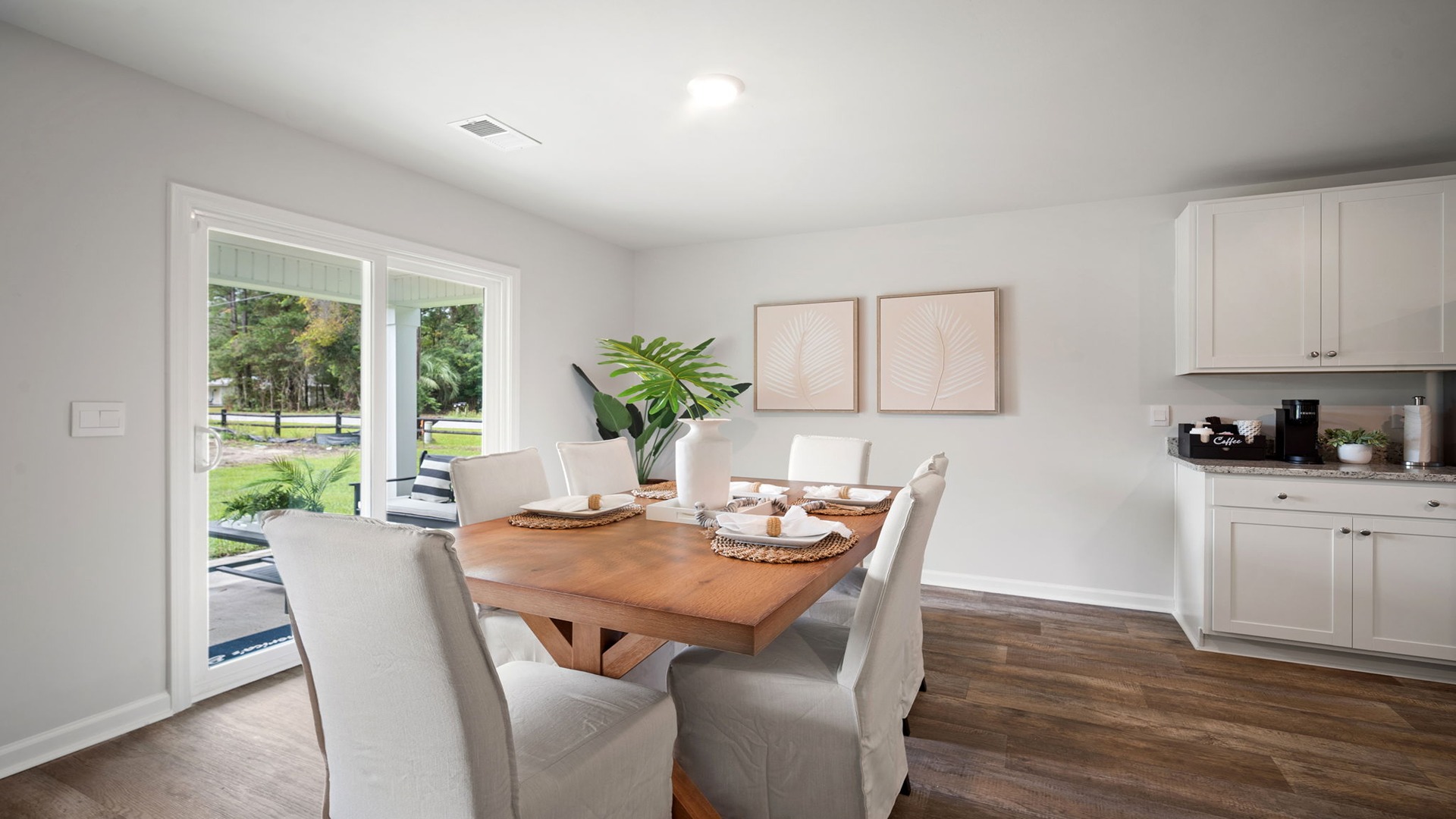 Dining area with a view of the sliding glass doors