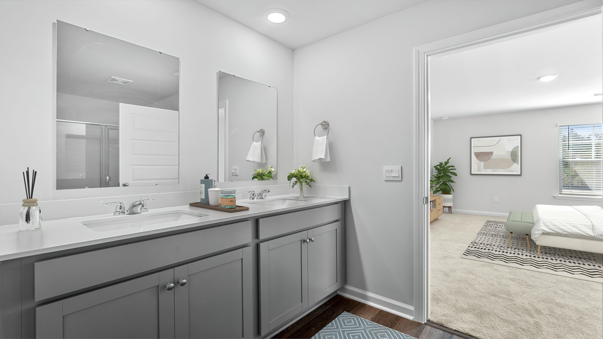 Primary bathroom with double vanities