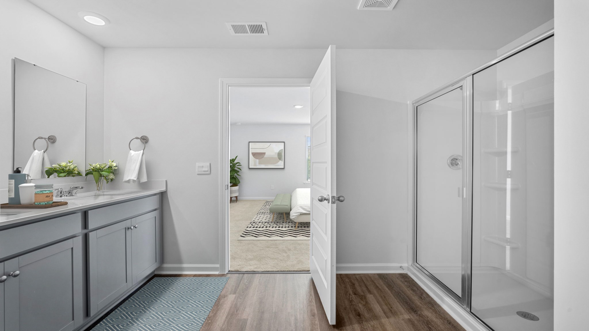 Primary bathroom with a stand-up shower