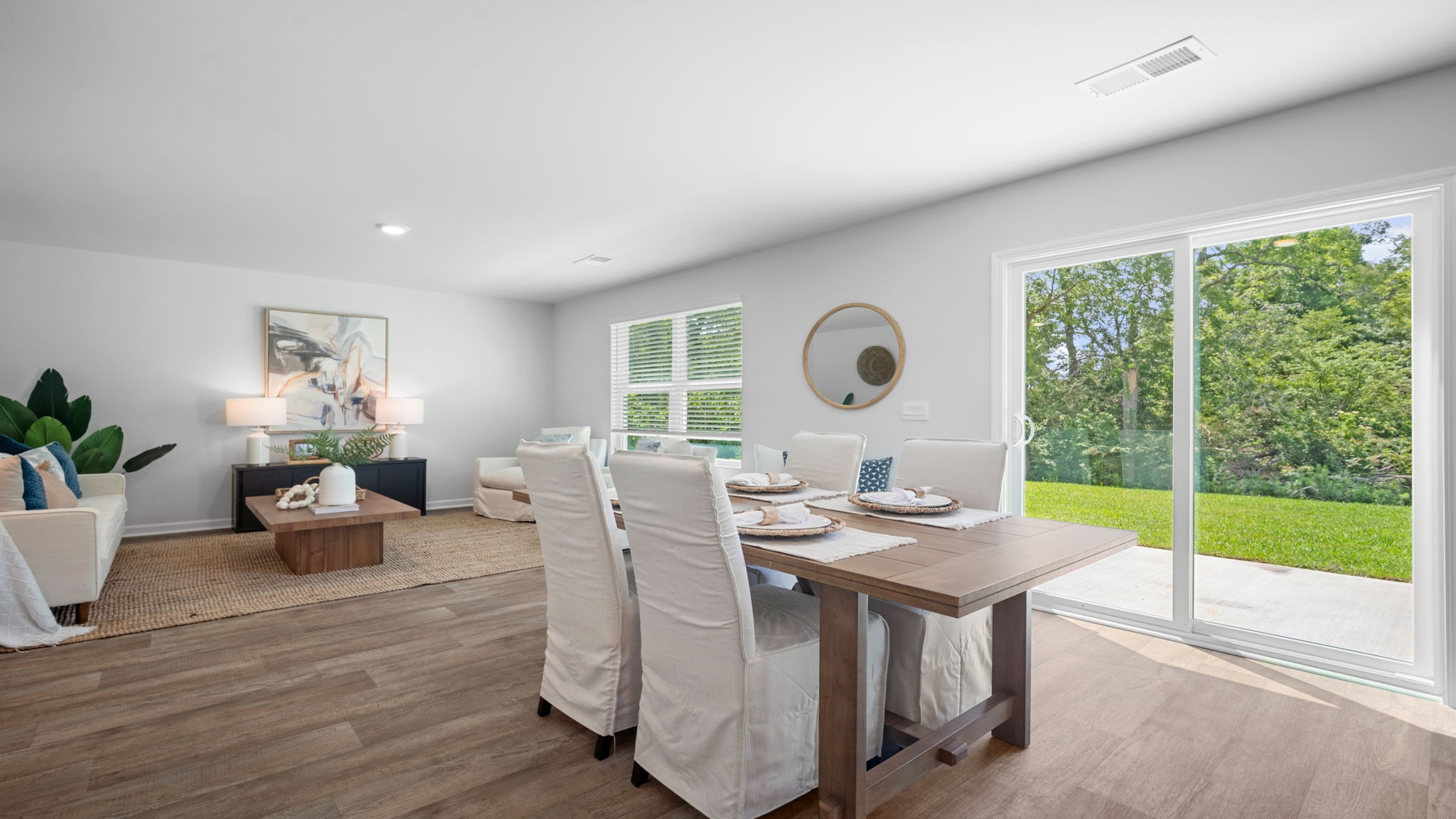 Dining area with a view of the sliding glass doors