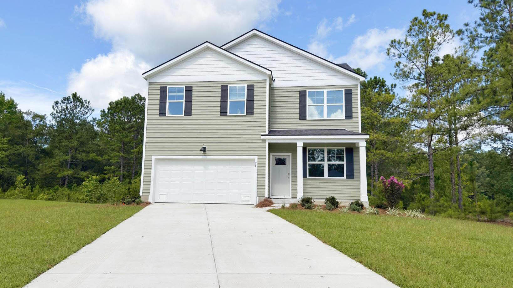 Belhaven exterior with large lot and long driveway