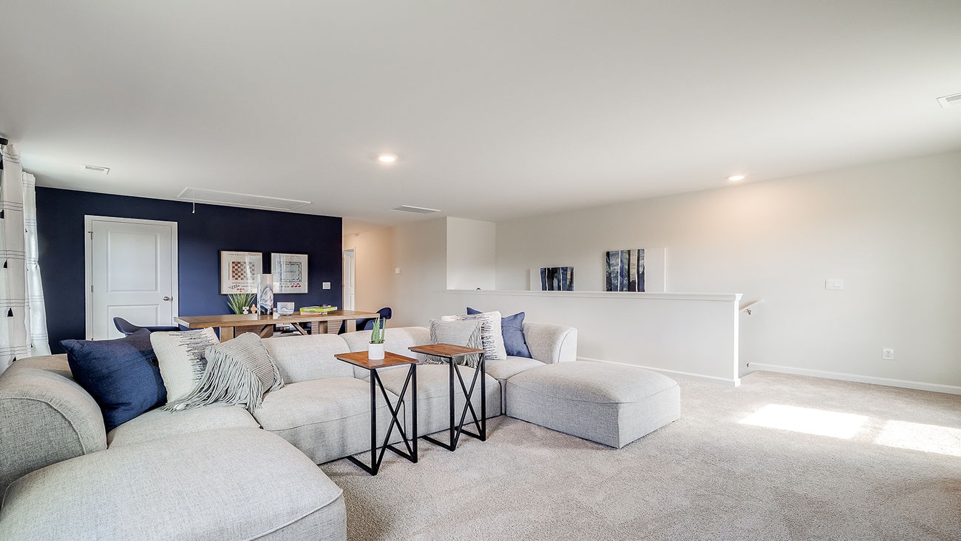 Loft decorated with seating