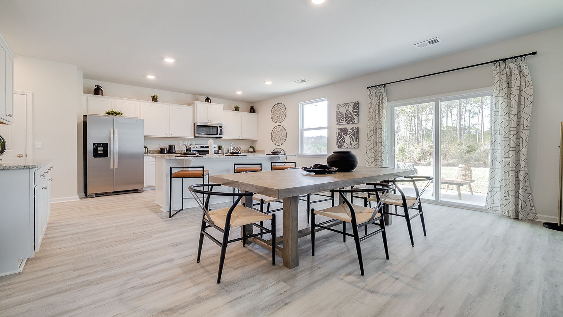dining area with sliding glass doors