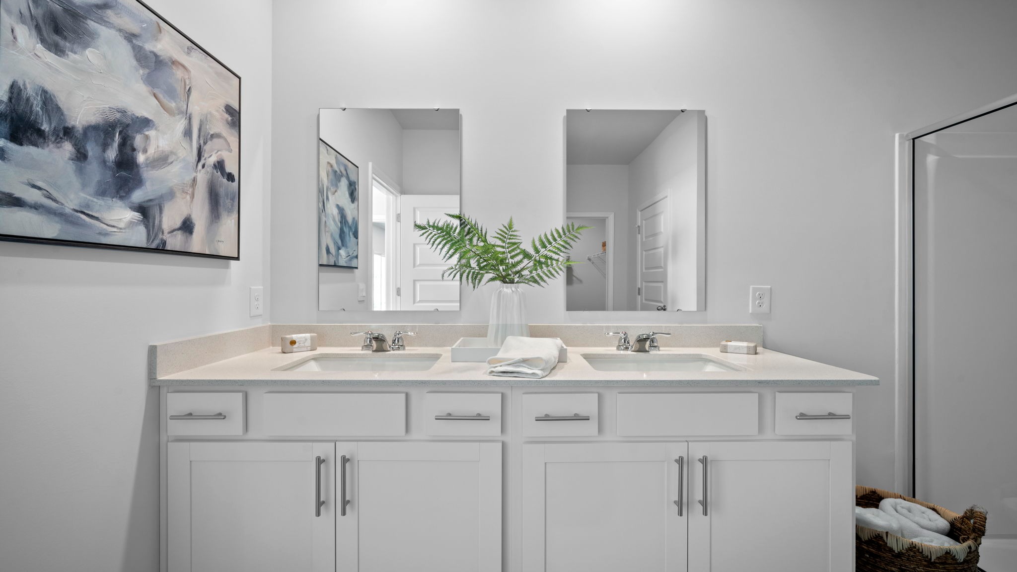 primary bathroom with double sinks