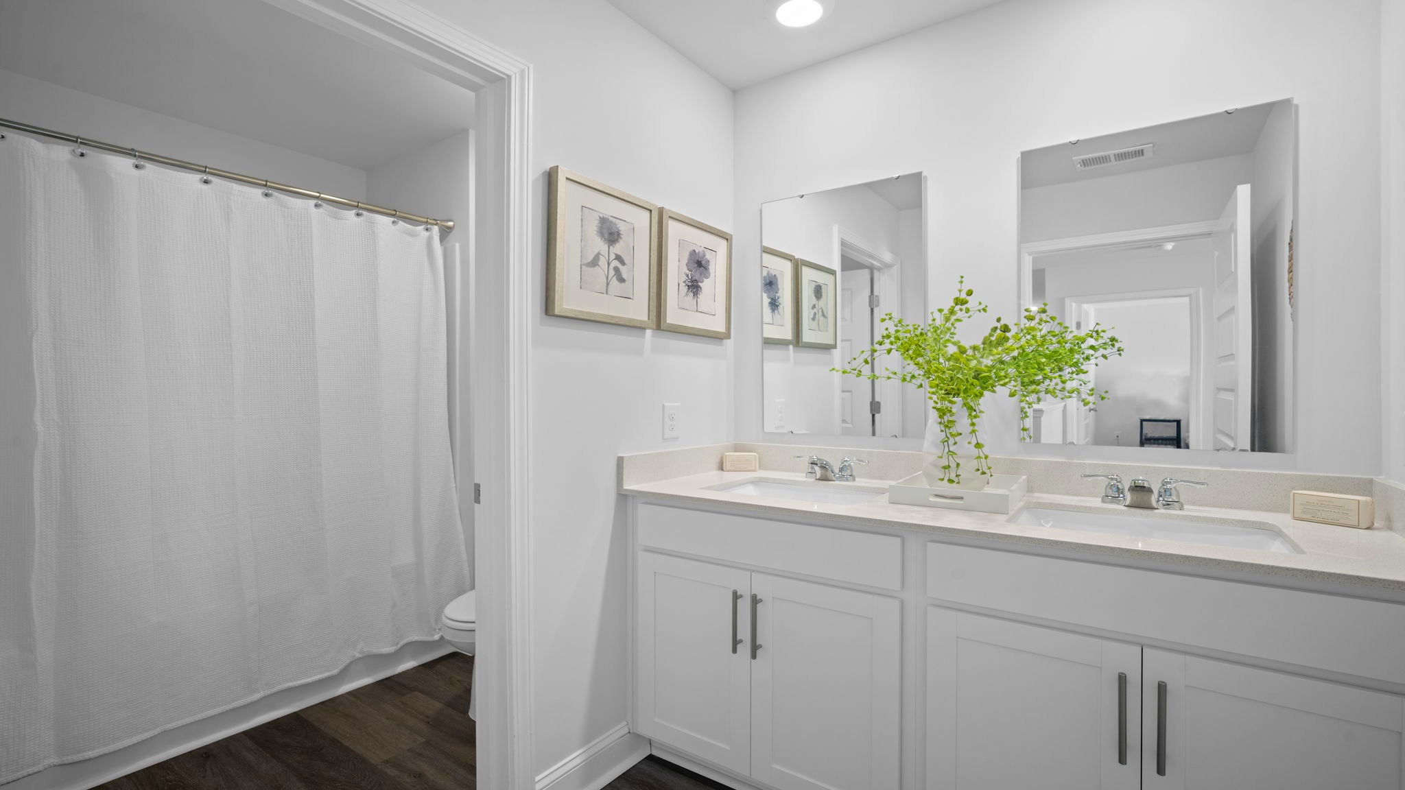 Guest bathroom with double vanities