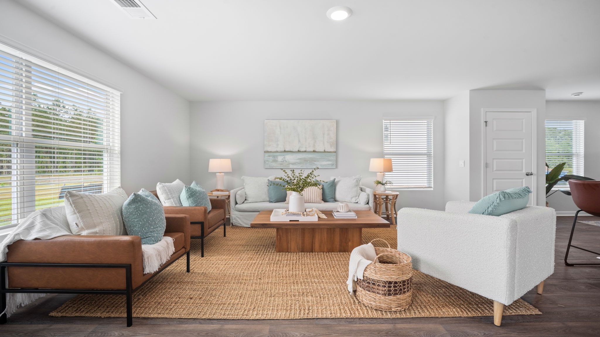 Living area decorated with seating and tables