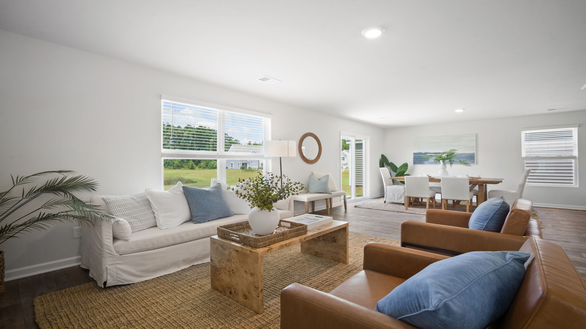 Living area decorated with seating and tables