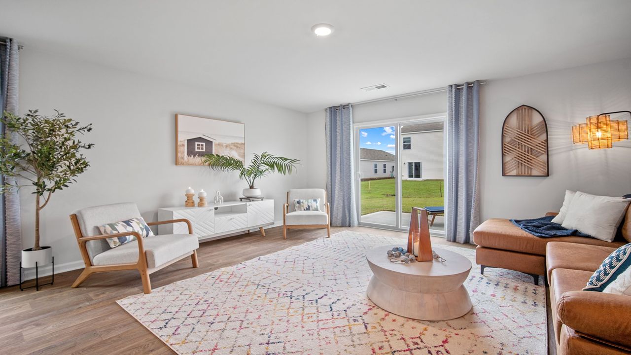 Living area decorated with seating and tables