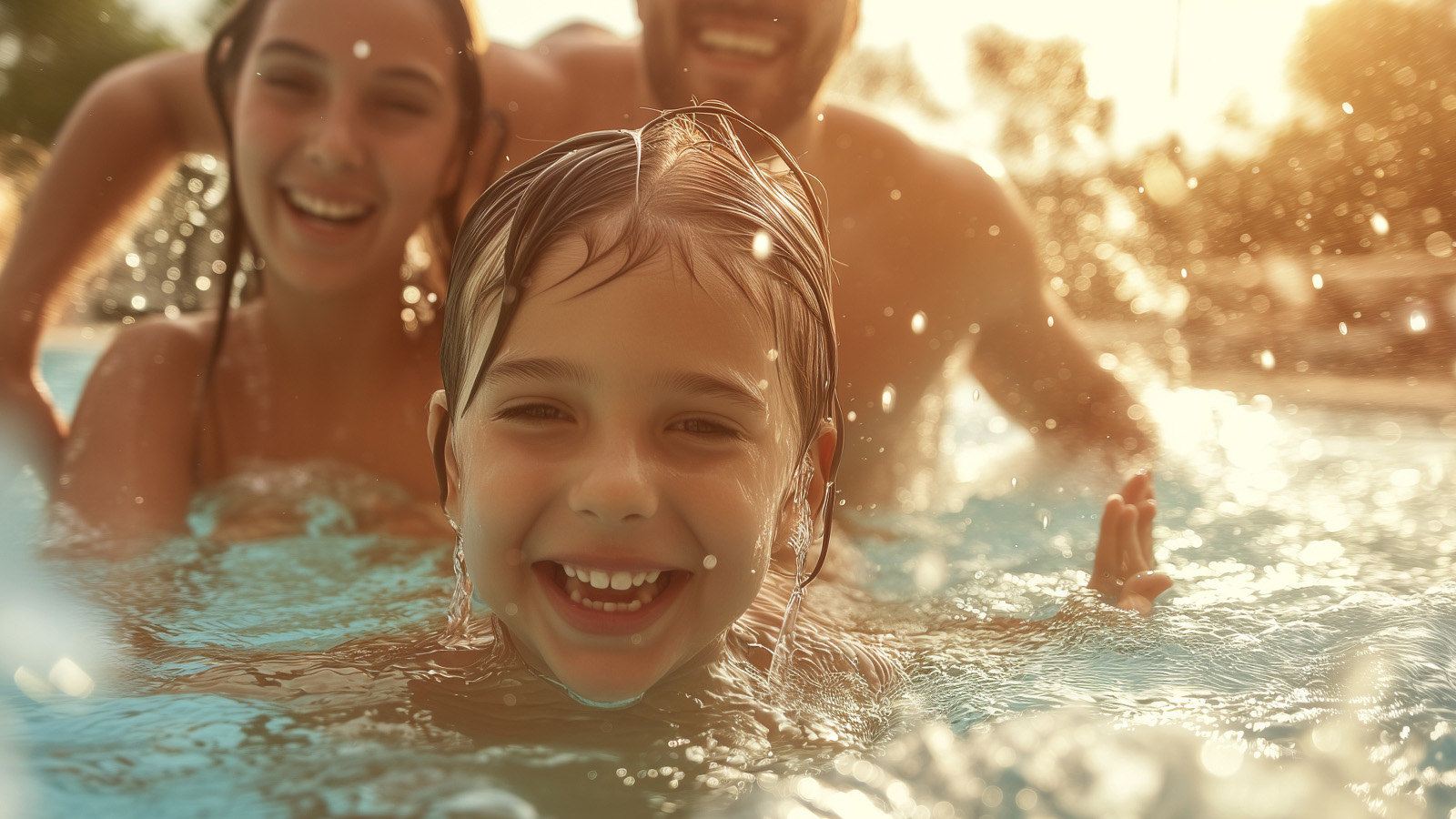 pool splashing family fun lifestyle photo