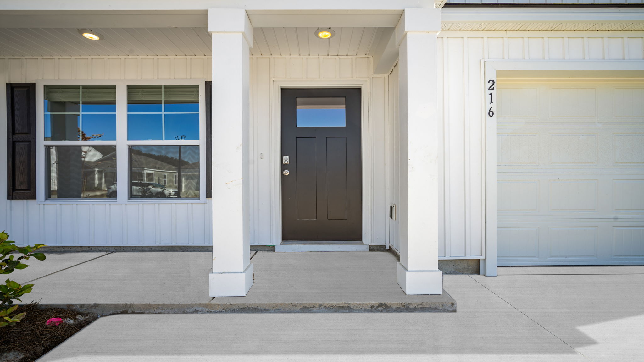 Front exterior view of covered porch