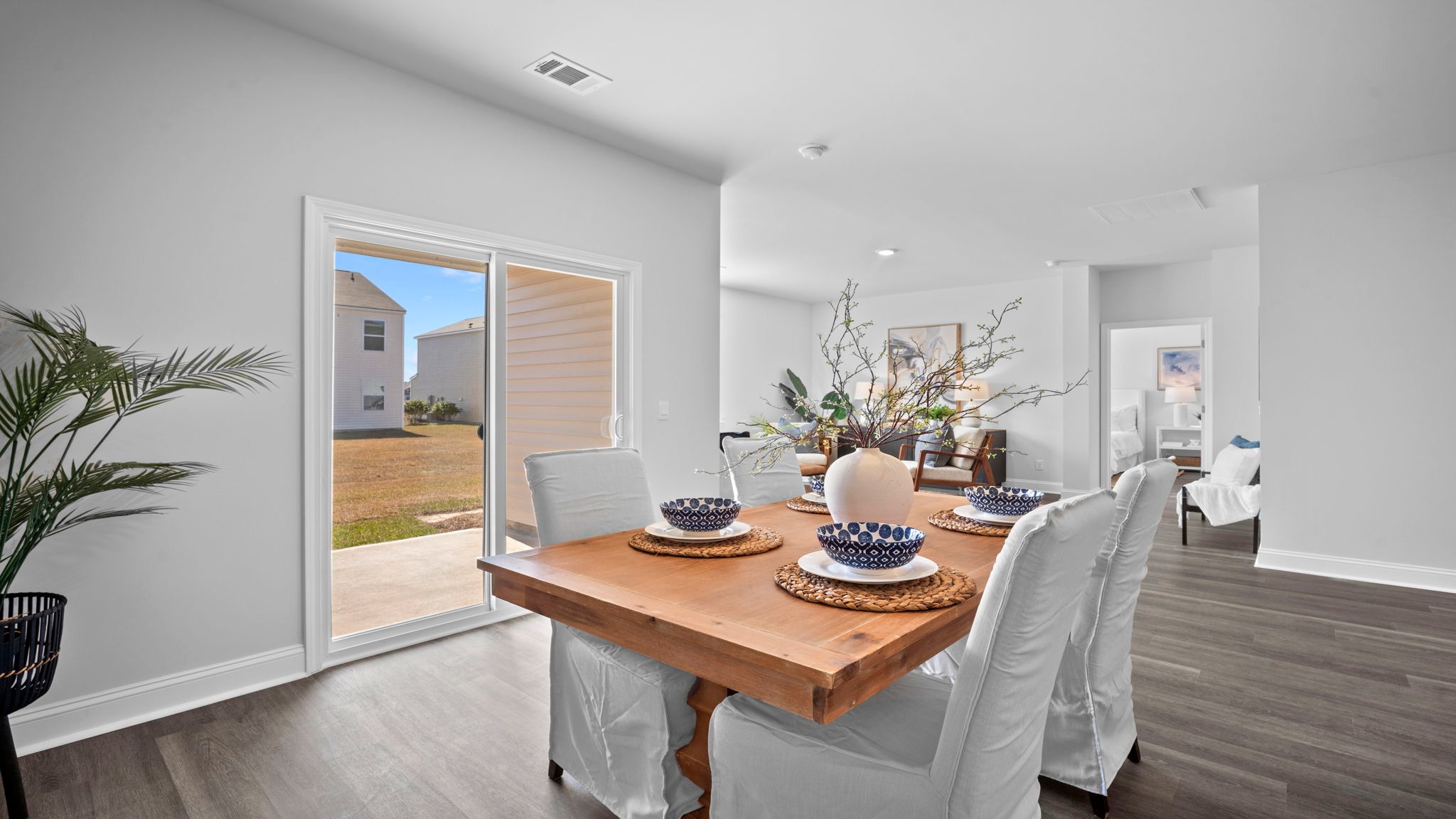 Dining area with a view of the sliding glass doors