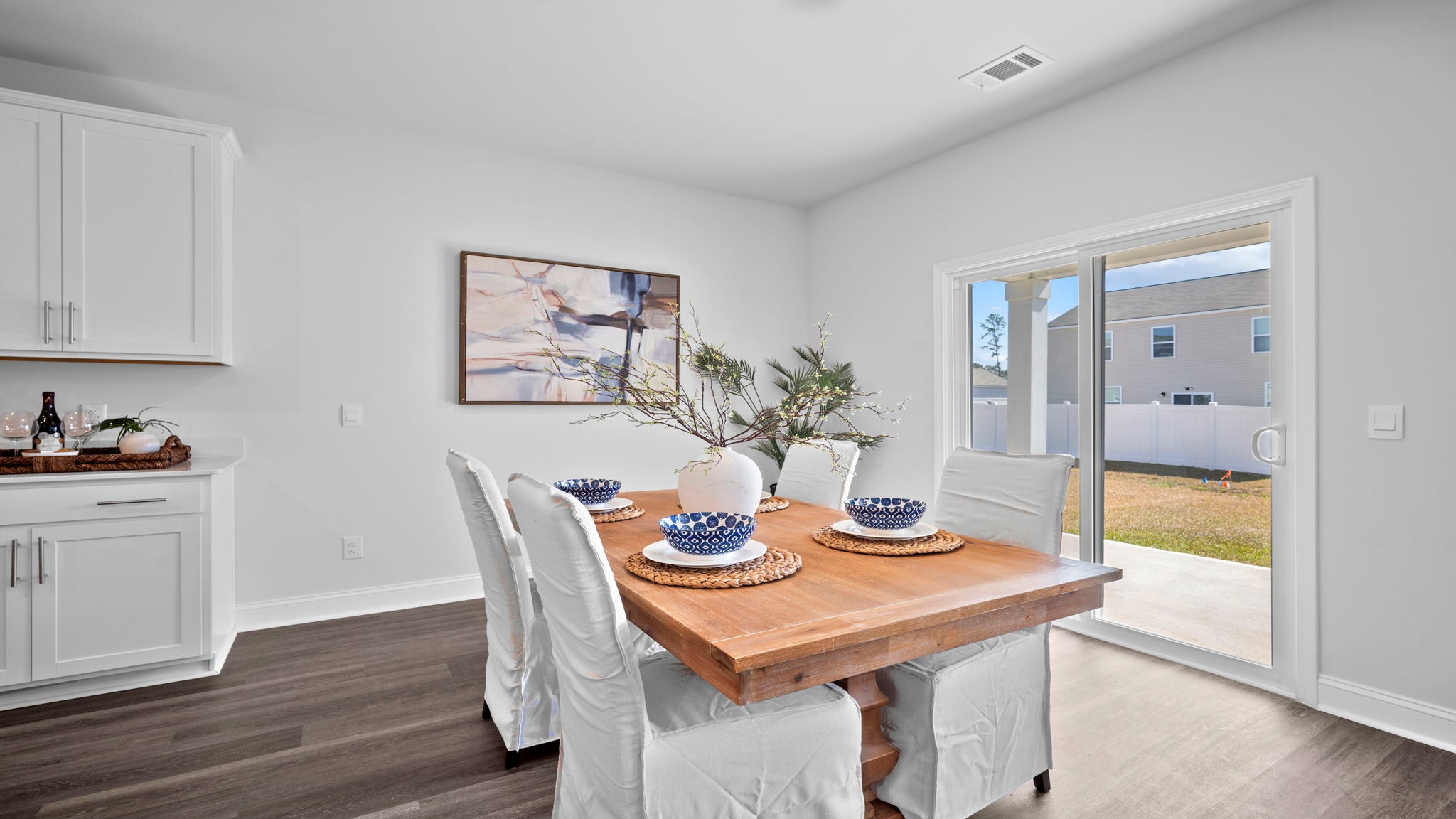 Dining area with a table and chairs