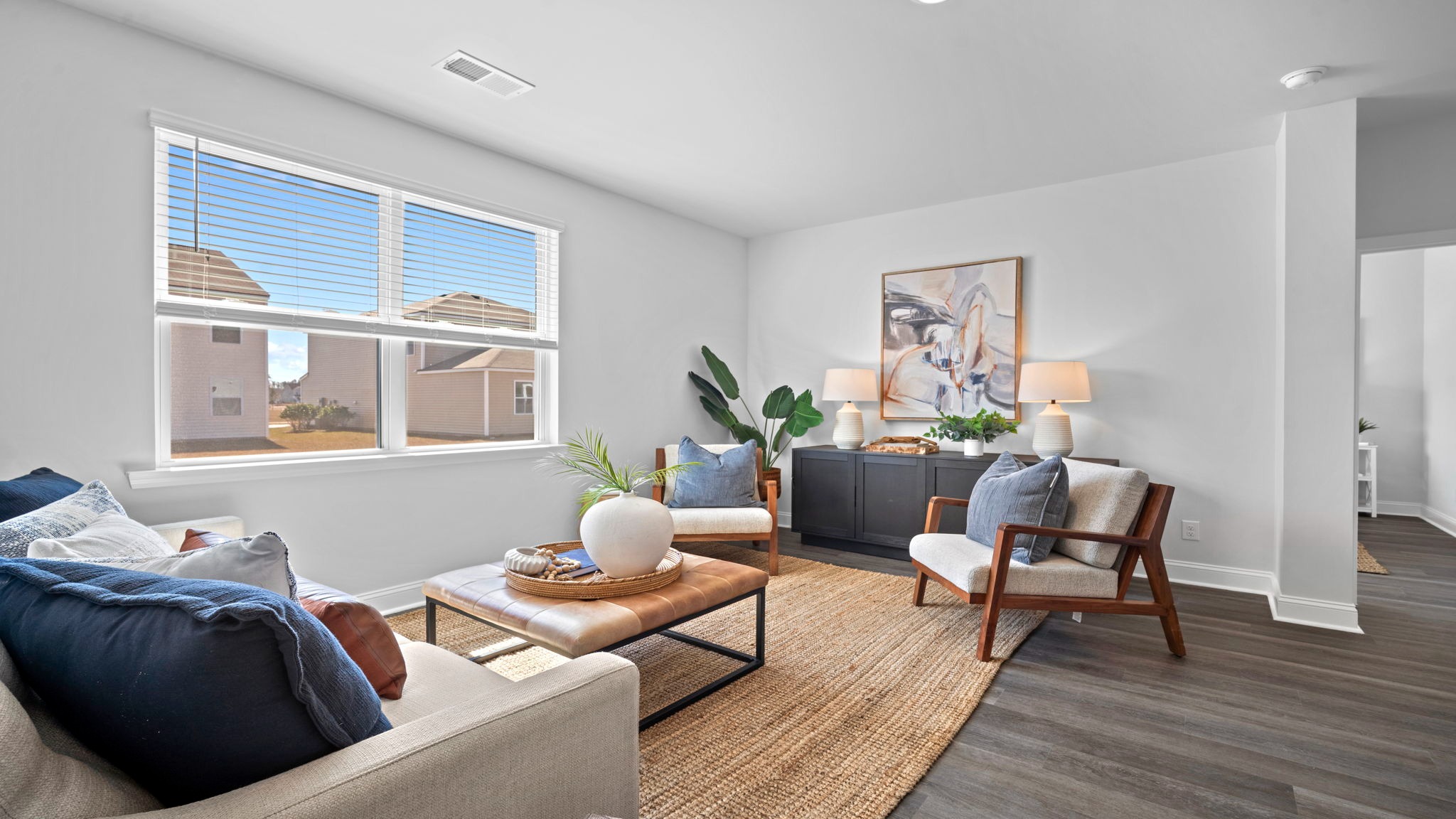 Living area decorated with seating
