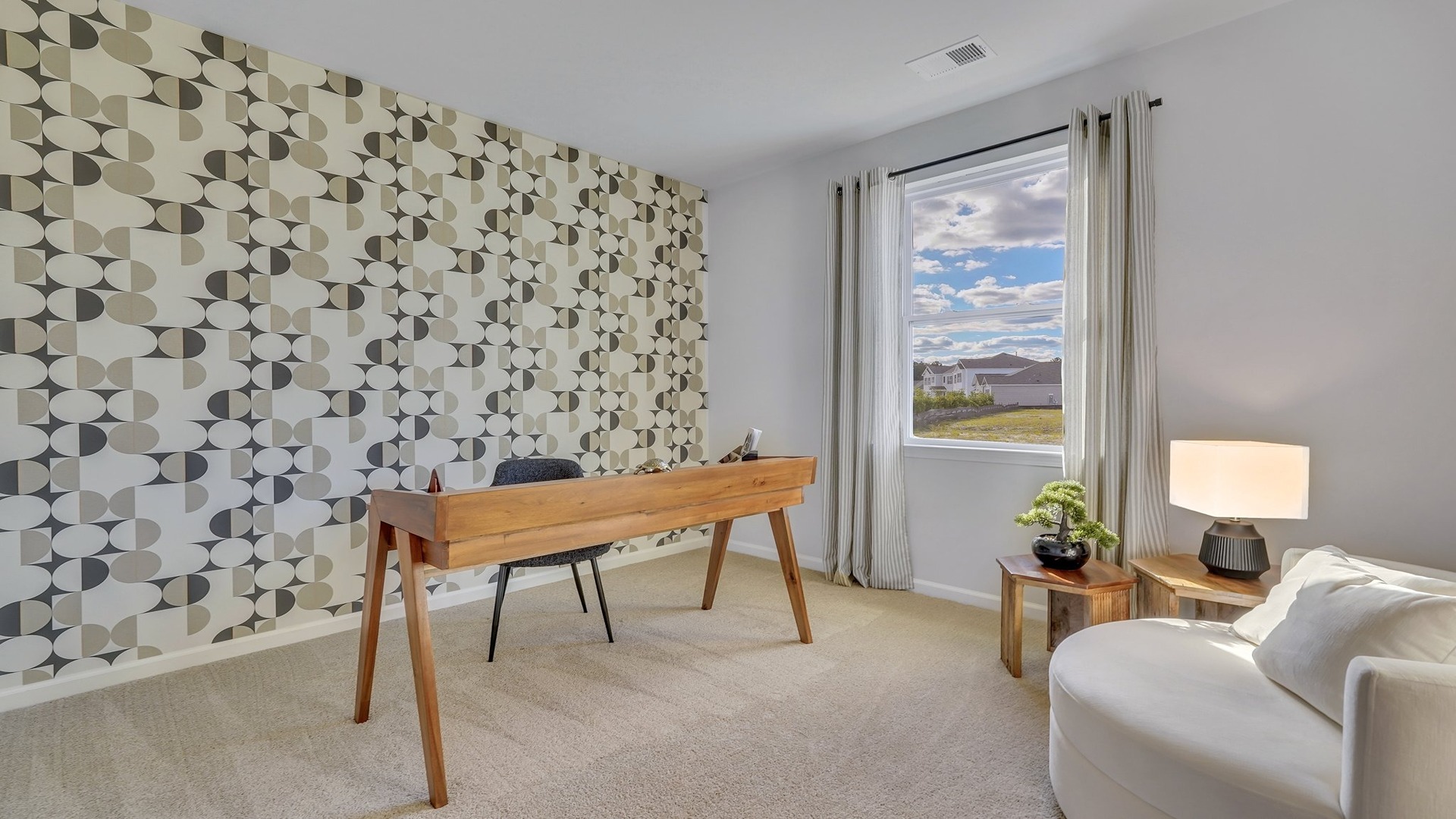 Guest bedroom decorated as an office