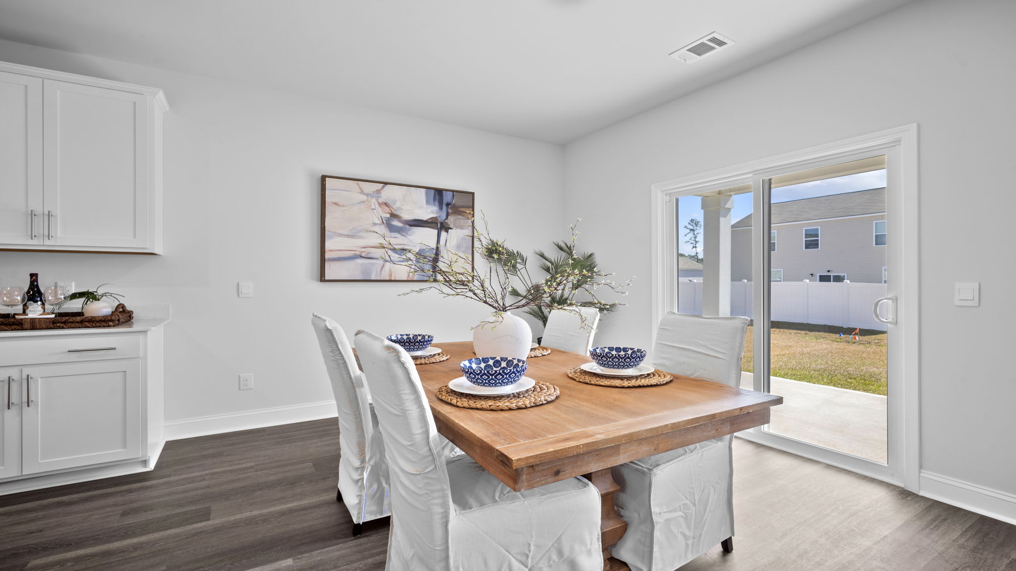 Dining area with a table and chairs