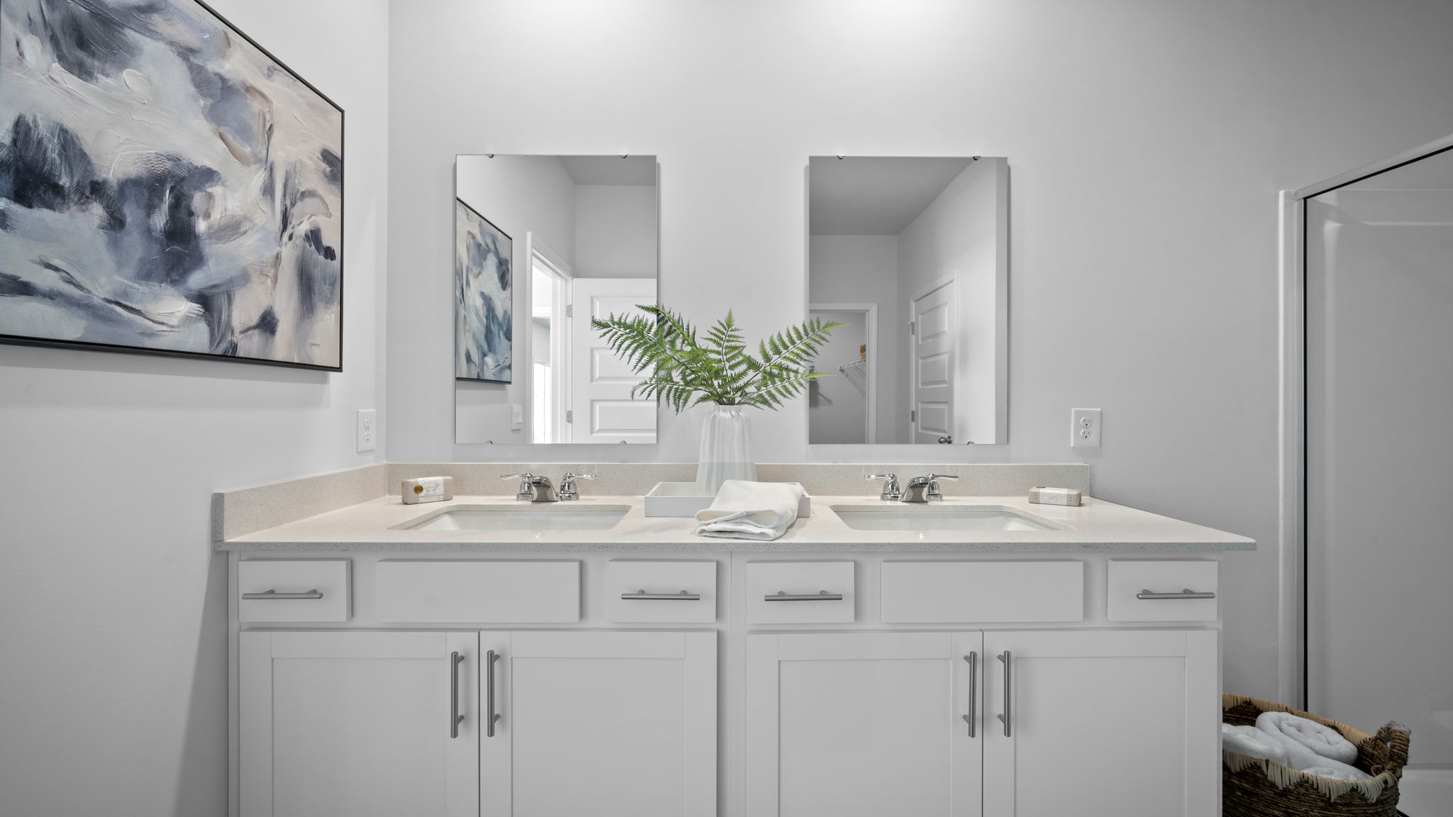 Primary bathroom with double vanities