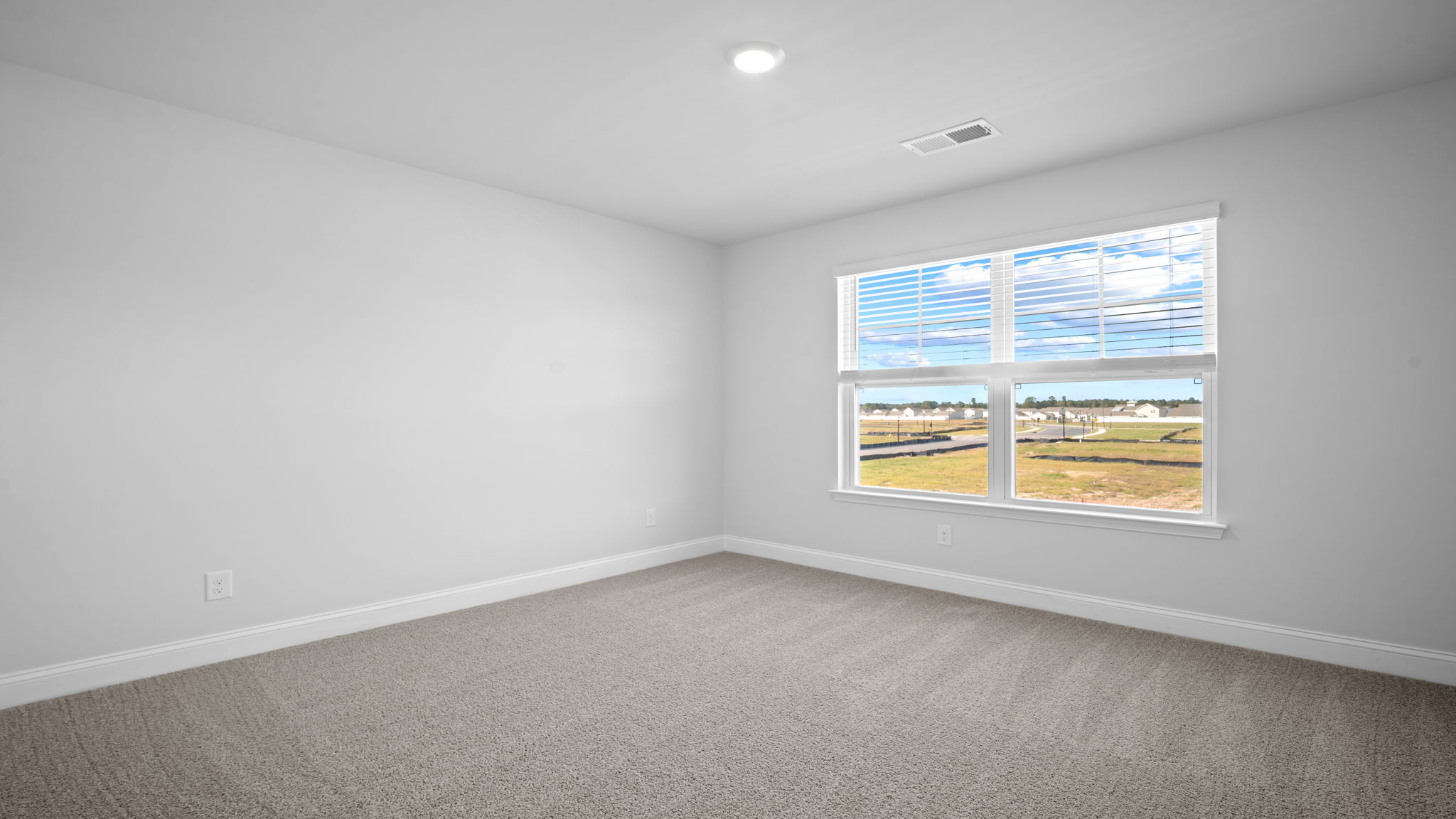 Bedroom with hardwood floors and large single window for natural light.