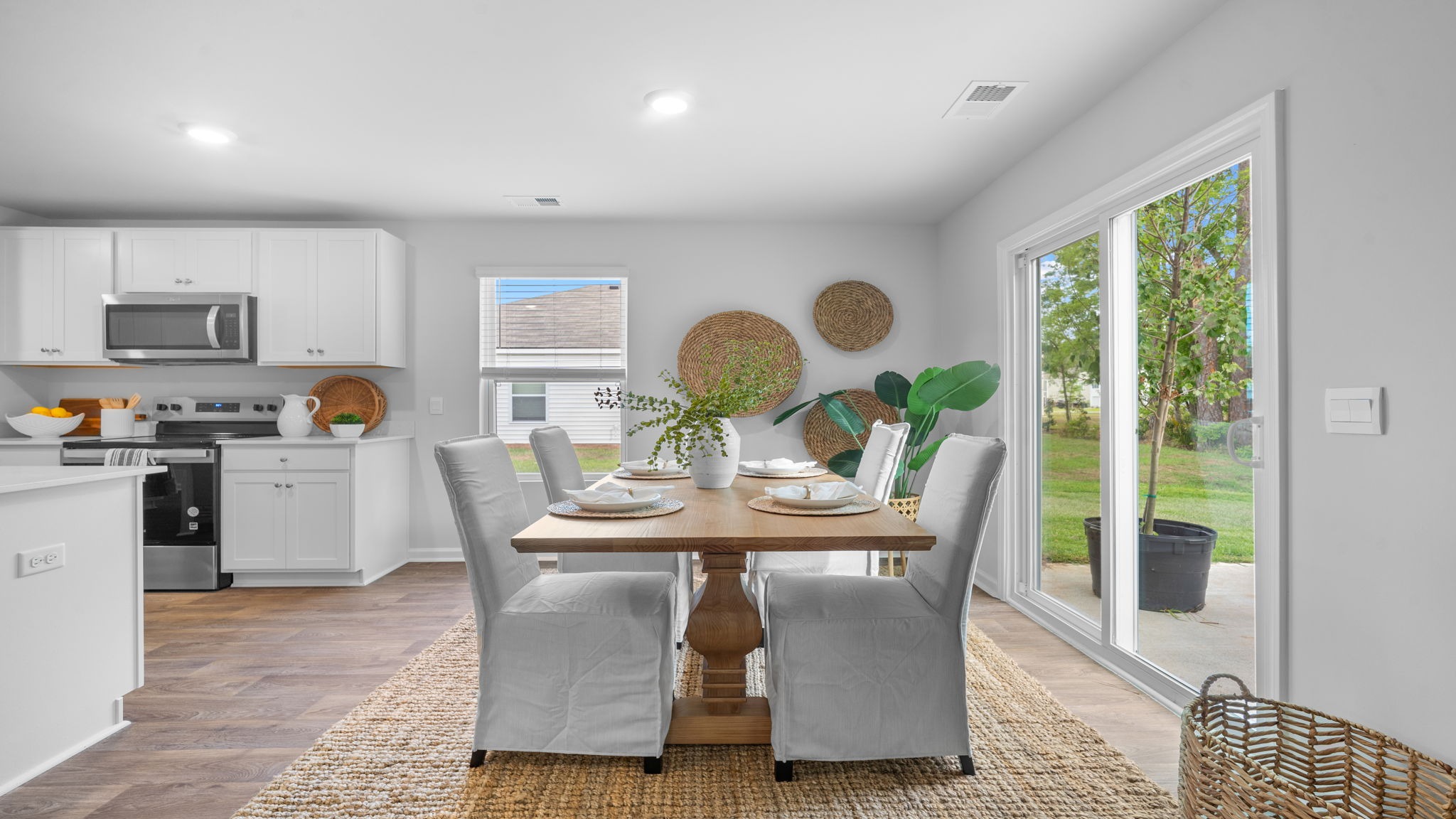 Dining area with a view of the sliding glass doors