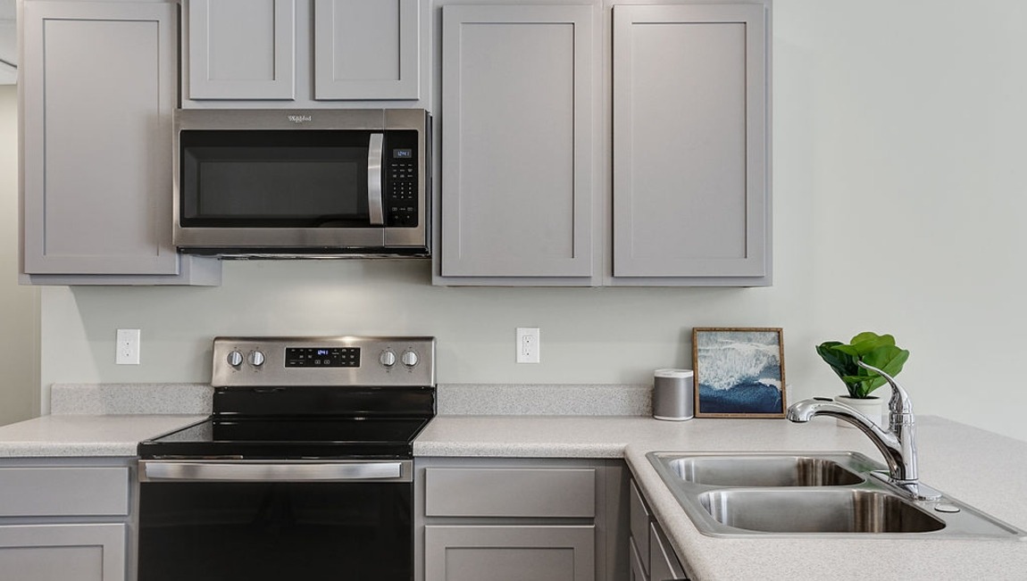 Kitchen with an oven range