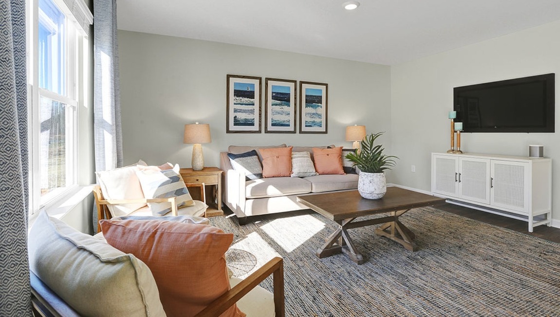 Living area decorated with seating