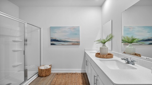 Primary bathroom with double vanities