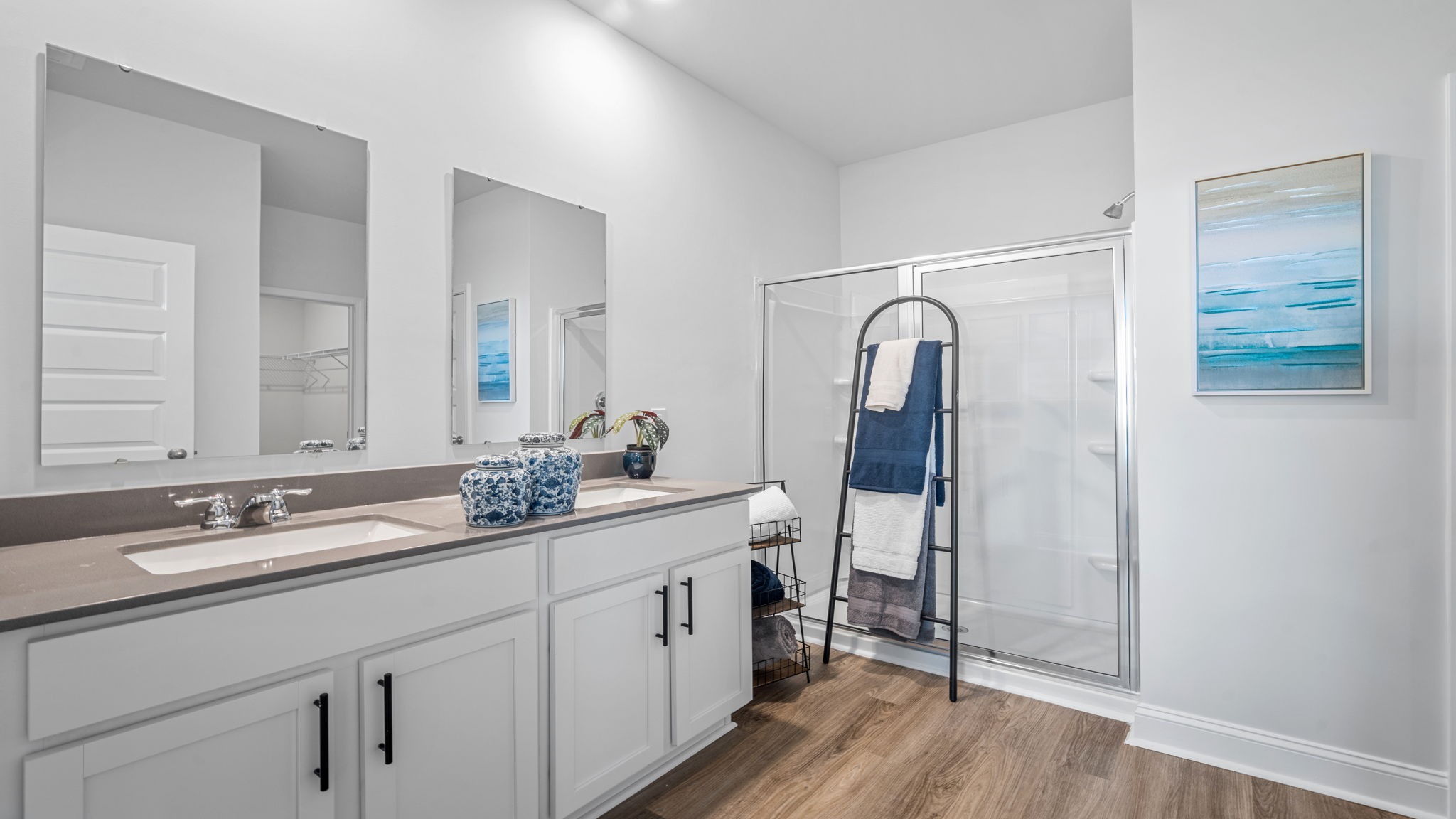Primary bathroom with double vanities