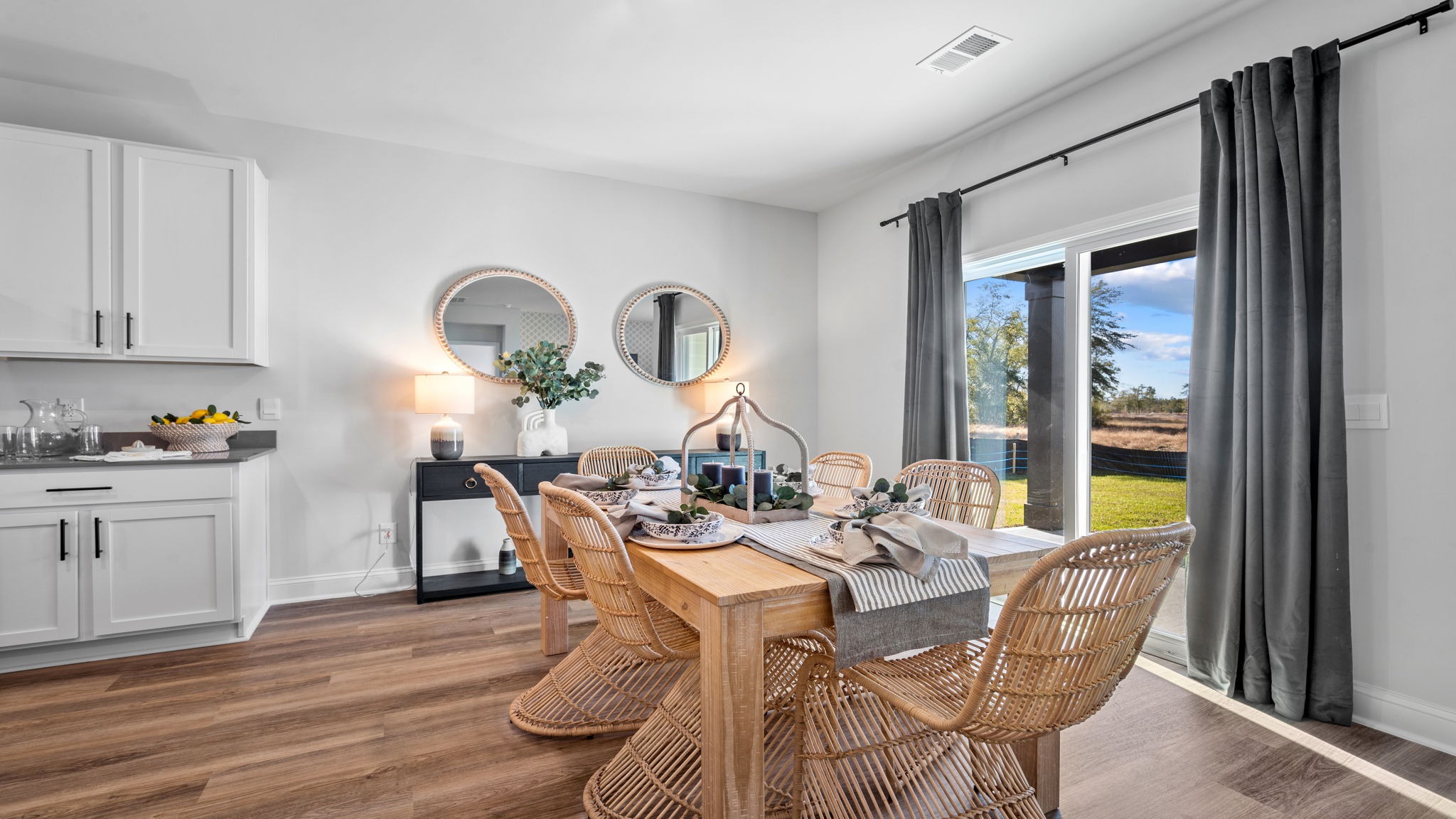 Dining area with table and chairs