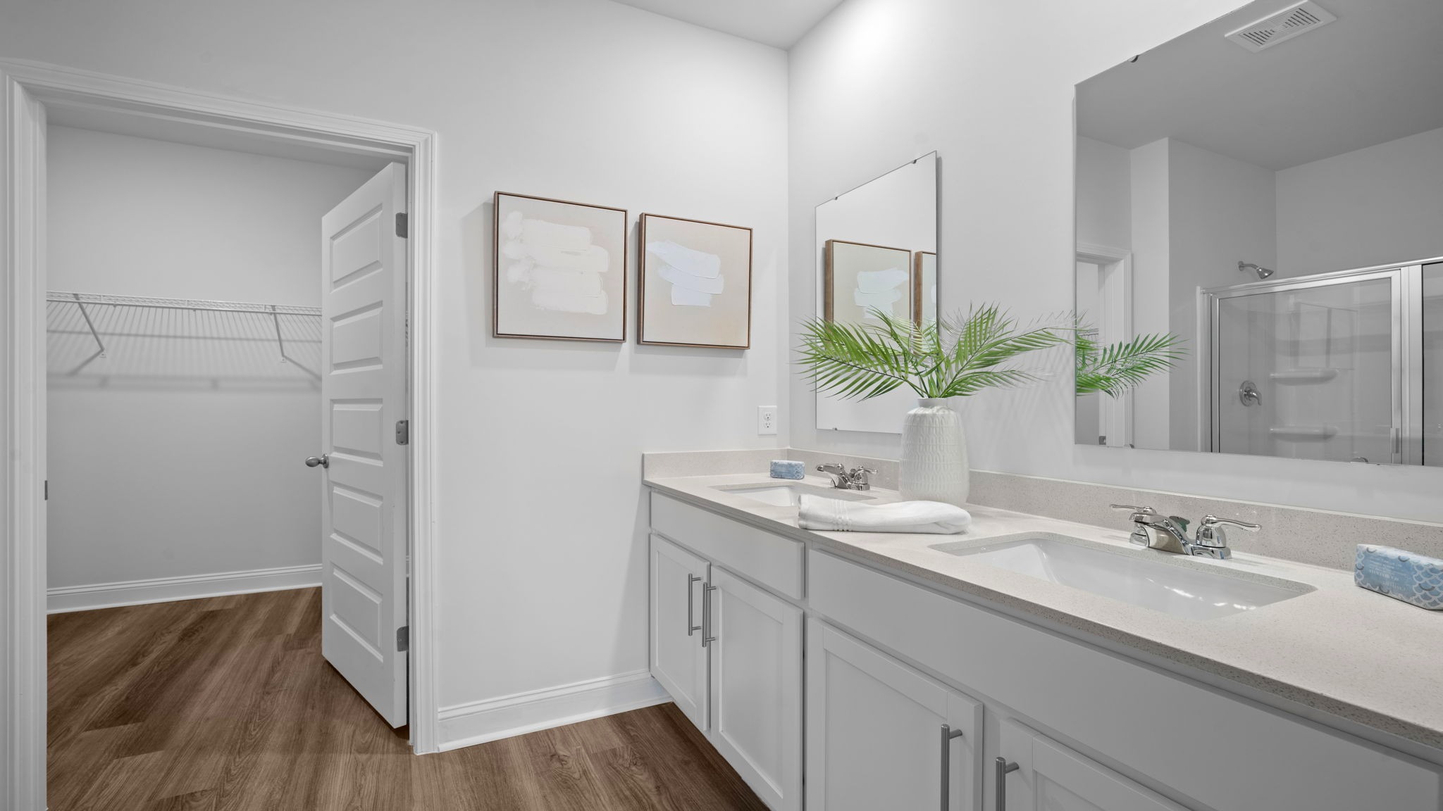Primary bathroom with double vanities