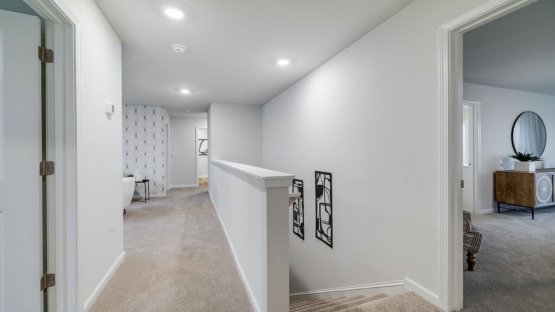 Well lit upstairs hallway