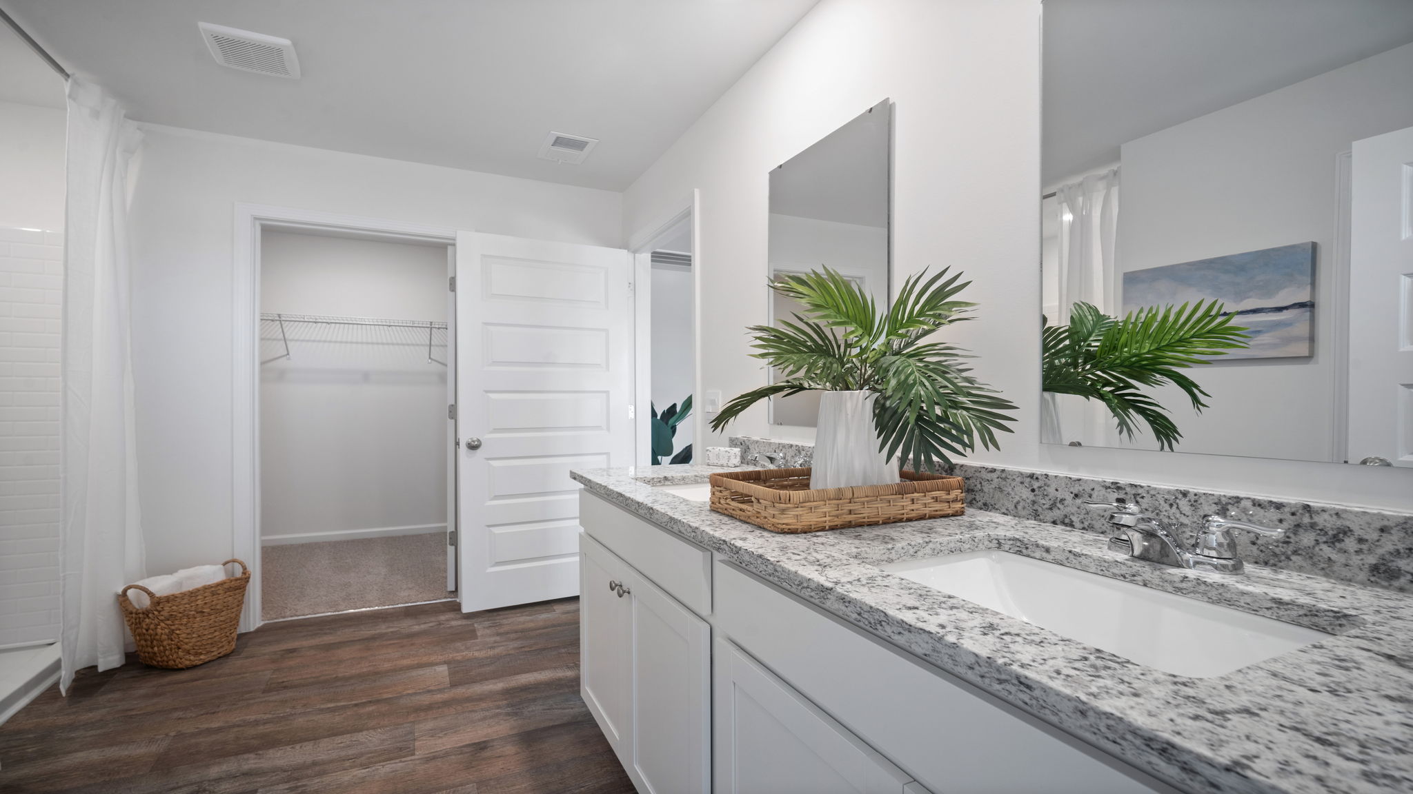 Luxurious primary bathroom in the Hayden floor plan at Laurel Grove featuring premium finishes, bright lighting, modern fixtures, and a relaxing atmosphere inspired by spa living