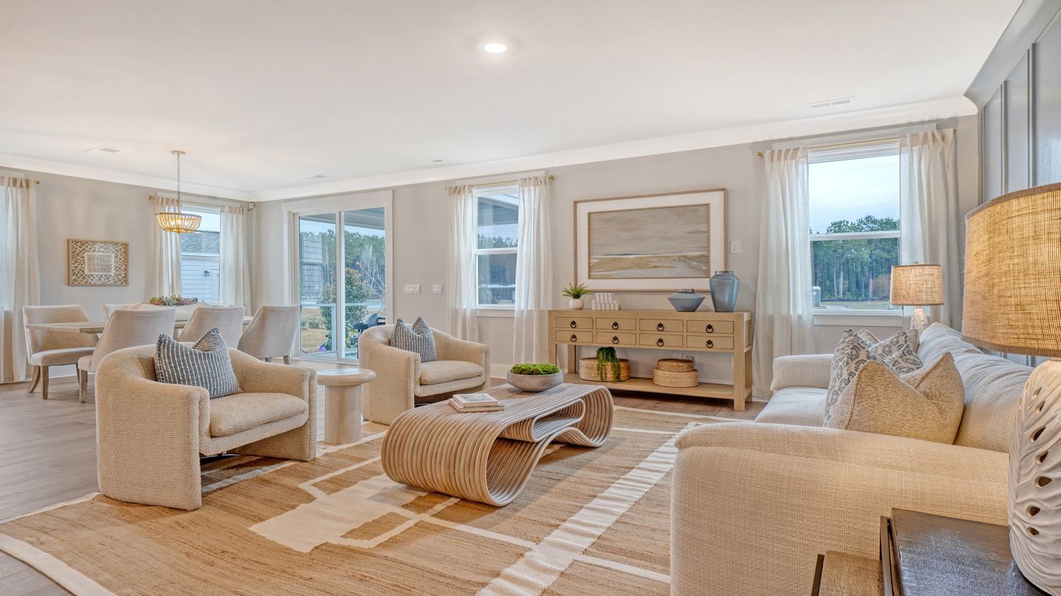 living room to dining area