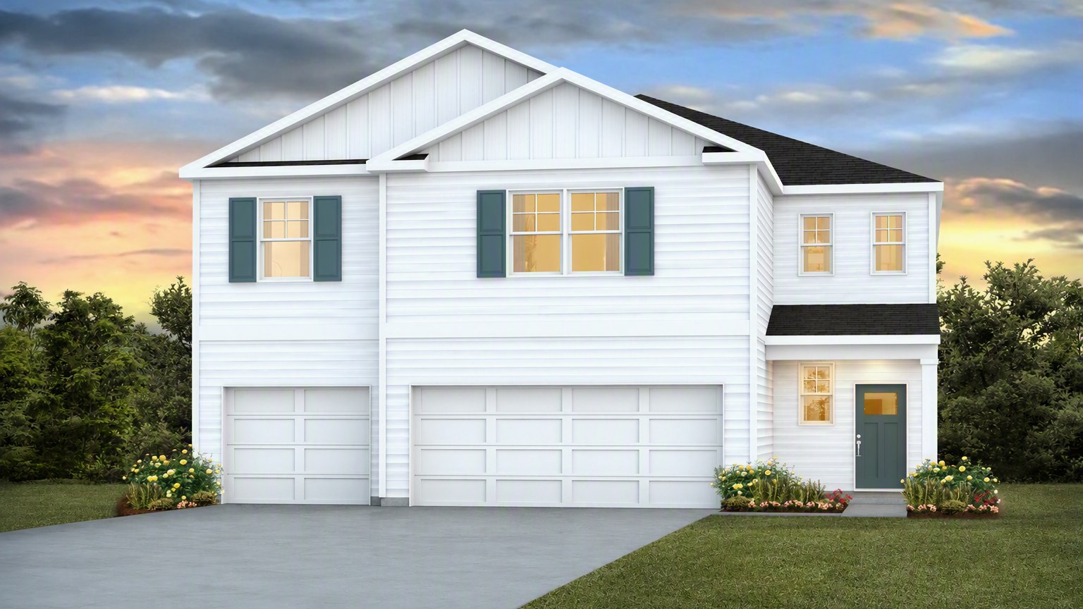 Guilford_A white 3 car garage new construction home