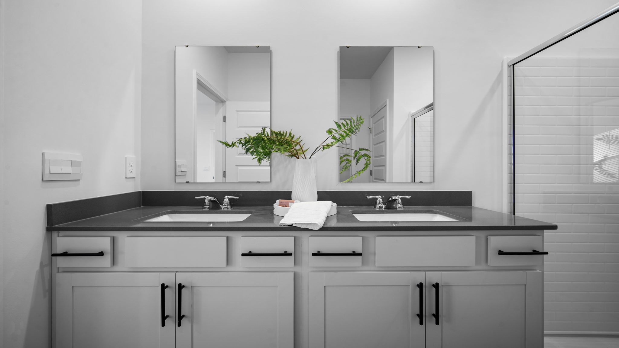 Primary bathroom with double vanities