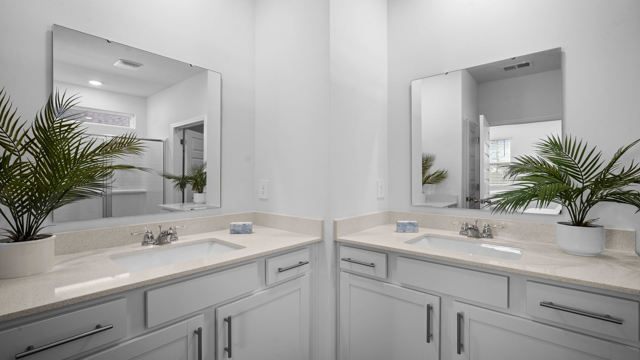 Primary bathroom with double vanities