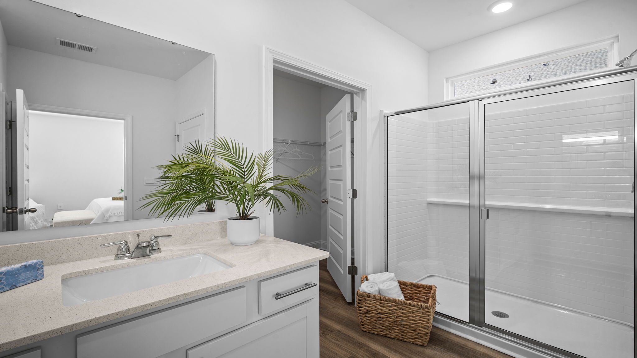 Primary bathroom with a stand up shower