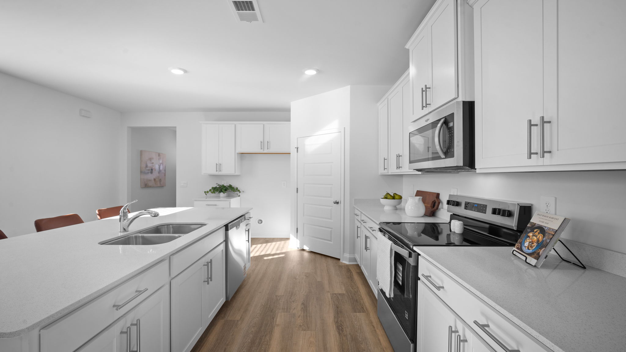 Kitchen with a stainless dishwasher
