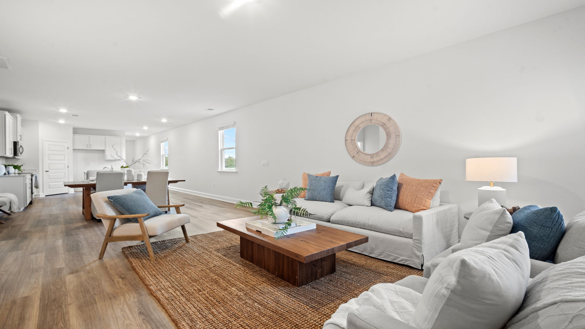 Living area decorated with seating and tables