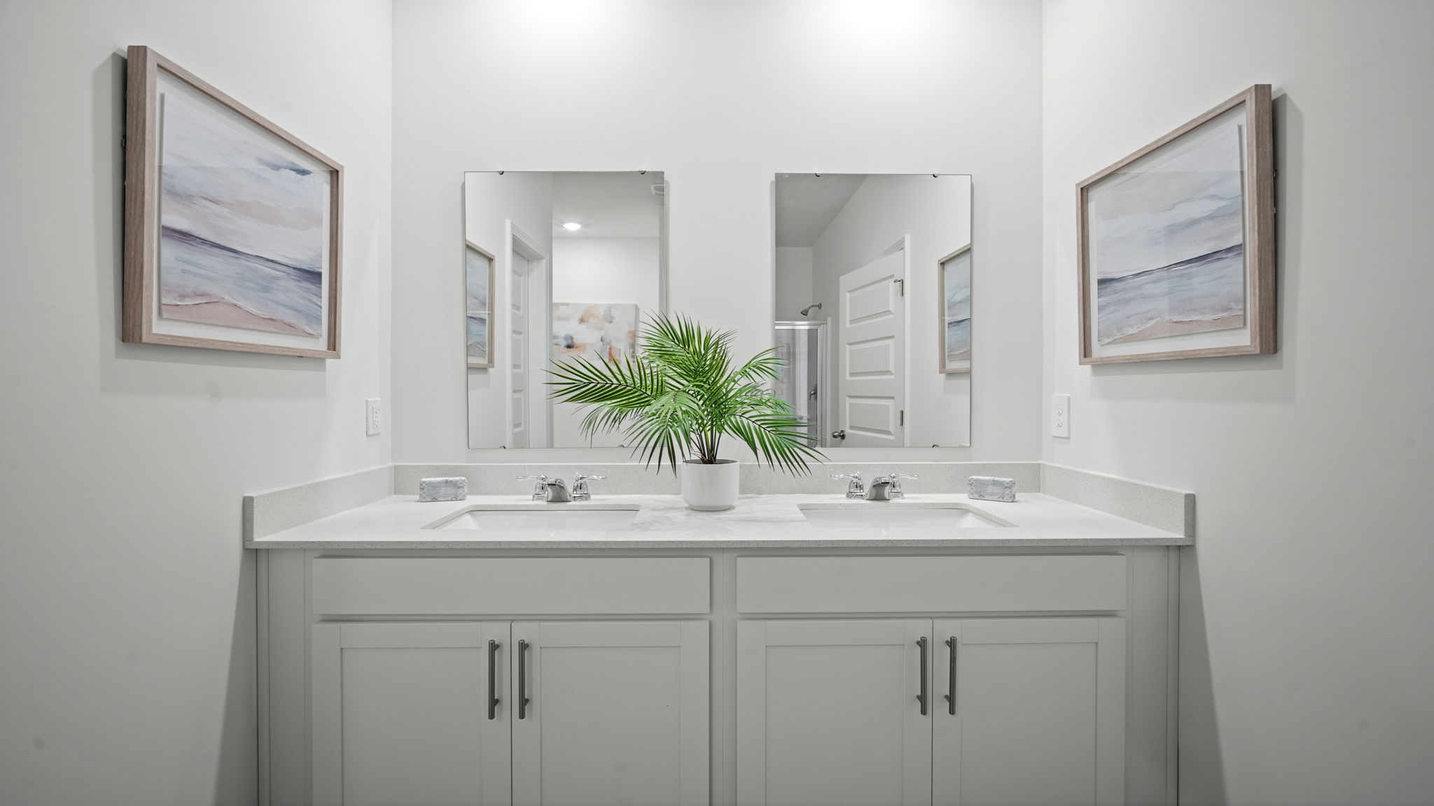 Primary bathroom with double vanities
