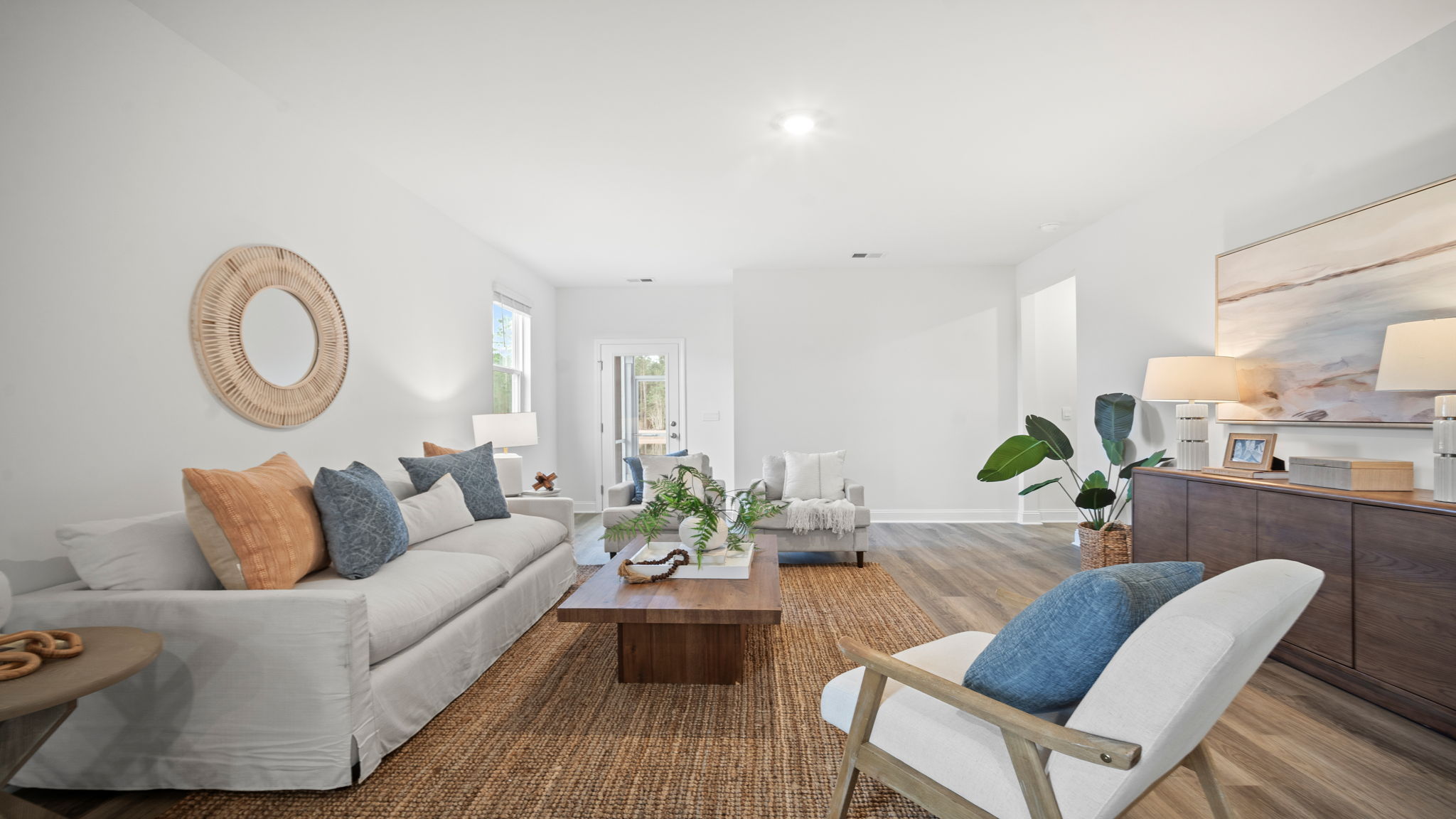 Living area decorated with seating and tables