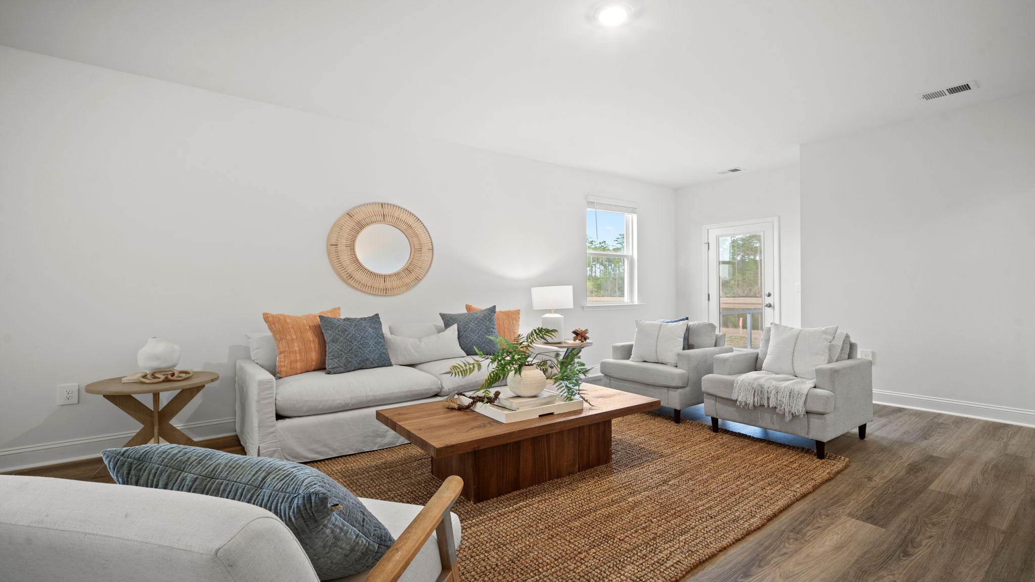 Living area decorated with seating and tables