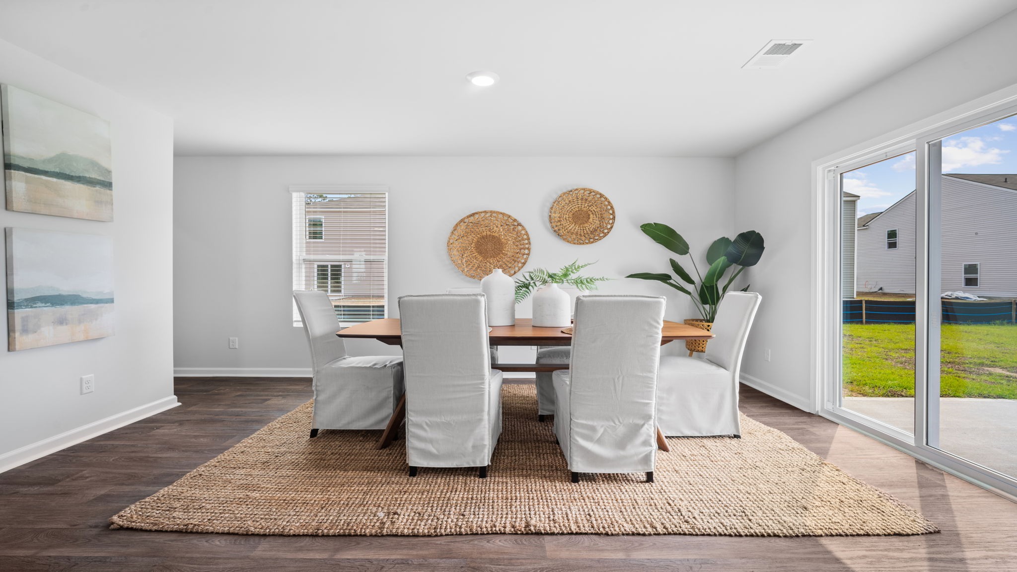 Dining area with a view of the sliding glass doors